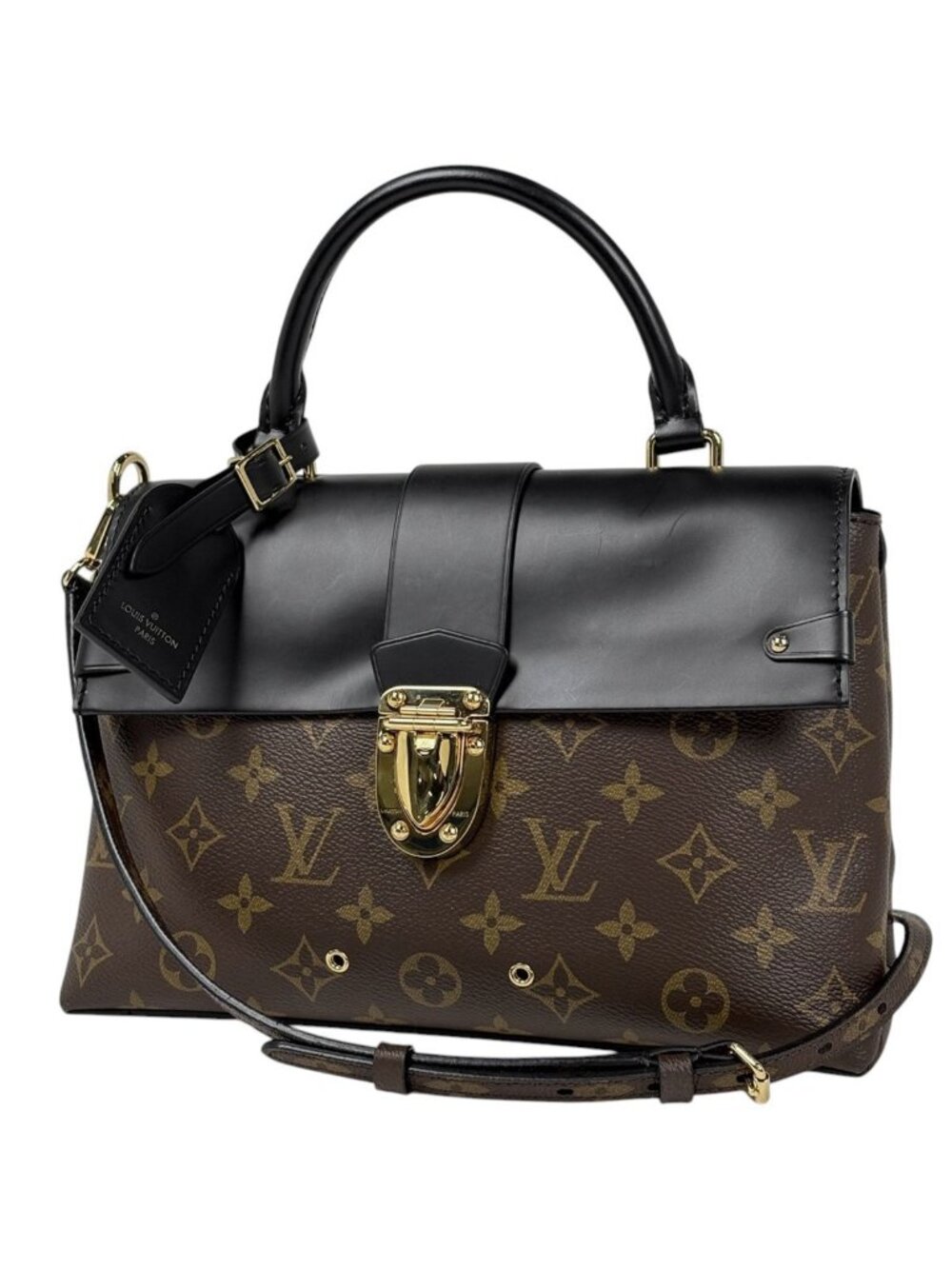 Louis Vuitton One Handle Flap Bag MM Handbag 2-Way Monogram Brown Noir